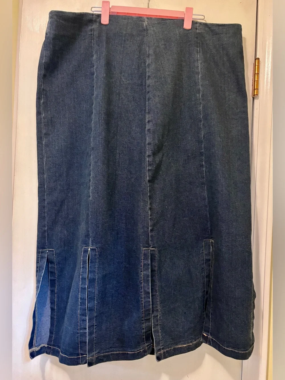 Ashro Denim Modest Classic Midi Jean Skirt W Slits Plus Size 20W